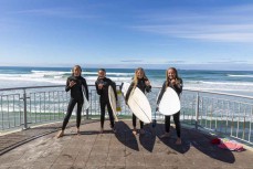 The grommets Rewa, Kaila, Bella and Sari at St Clair, Dunedin, New Zealand.
Credit: www.boxoflight.com/Derek Morrison