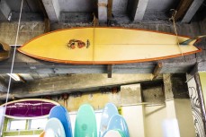 One of the original Roger Titcombe boards on display at Real Surf in Lyall Bay, Wellington, New Zealand.
Credit: www.boxoflight.com/Derek Morrison