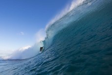 Ben Lacy surfing near Devil's Island, Samoa. 
