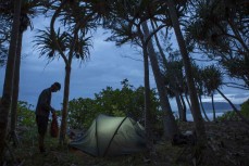 Dallas Hewett at our campsite at Cedar Bay in Cedar Bay National Park in North Queensland, Australia.