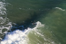 A surfer makes the most of a fun swell as it wraps into the North Coast, Dunedin, New Zealand.Credit: www.boxoflight.com/Derek Morrison