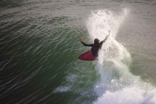 Jack McLeod on form during a clean winter swell at a fickle break on the North Coast, Dunedin, New Zealand.Credit: www.boxoflight.com/Derek Morrison