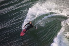 Jack McLeod on form during a clean winter swell at a fickle break on the North Coast, Dunedin, New Zealand.Credit: www.boxoflight.com/Derek Morrison