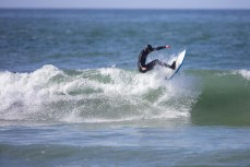 Bailey Pearce makes the most of training during a swell at Back Beach, Karitane, Dunedin, New Zealand. Photo: Derek Morrison