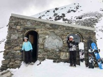 Rewa and Keo at the Stash hut at The Remarkables ski area, Queenstown, New Zealand. Photo: Derek Morrison