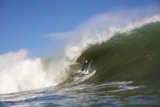Spring swell hits The Ledge at Manu Bay, Raglan, Waikato, New Zealand.