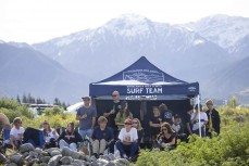 The Whangamata Area School Surf Team, a class act during the Kaikoura Grom Comp held at Meatworks near Kaikoura, New Zealand, October 3-4, 2020. Photo: Derek Morrison/www.nzsurfjournal.com