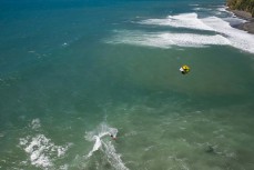 Clive Neeson kite surfs  near Oakura, New Plymouth, Taranaki, New Zealand.