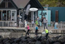 The entry and exit point at the 2021 South Island Grom Series opener, sponsored by Esplanade Surf School and held at St Clair, Dunedin, New Zealand. December 12, 2020. 
Credit: www.boxoflight.com/Derek Morrison