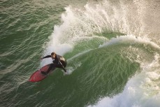 Jack McLeod on form during a clean winter swell at a fickle break on the North Coast, Dunedin, New Zealand.Credit: www.boxoflight.com/Derek Morrison