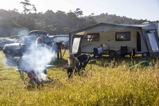 Smoky campfire at a remote beach in the Catlins, Otago, New Zealand.Credit: www.boxoflight.com/Derek Morrison