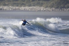 Nixon Reardon hits the lip at Tauranga Bay, Westport, West Coast, New Zealand.Credit: www.boxoflight.com/Derek Morrison