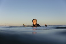 Rewa Morrison awaits a cyclone swell at Papamoa, Mount Maunganui, New Zealand.