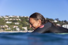 Tash Civil all smiles during a dawn surf at St Clair, Dunedin, New Zealand. Photo: Derek Morrison