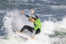 Ava Henderson showing her form during the 2021 Duke Festival of Surfing held at New Brighton, Christchurch, New Zealand. Photo: Derek Morrison