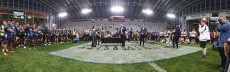 Aaron Smith plays his 154th game for the Highlanders and receives the Claymore for the record after the Highlanders v Hurricanes, Super Rugby Aotearoa. Forsyth Barr Stadium, Dunedin, New Zealand. Friday March 26, 2021. © Copyright photo: Derek Morrison / 