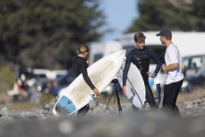 Levi Stewart runs a coaching session at a surf break near Kaikoura, New Zealand. Photo: Derek Morrison