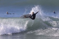 Jake Owen in the end section at a surf break near Kaikoura, New Zealand. Photo: Derek Morrison