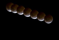 Super blood moon at St Clair, Dunedin, New Zealand, May 26, 2021. 