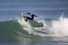 Jake Owen on form on a new stick as the storm swell abates at Blackhead, Dunedin, New Zealand.Credit: www.boxoflight.com/Derek Morrison
