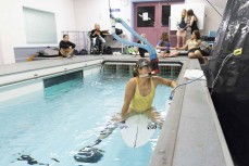 Paige Hareb on the VO2 Test at the University of Otago Physed School aqautic flume, Dunedin, New Zealand.Credit: www.boxoflight.com/Derek Morrison