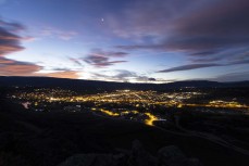 The lights of Alexandra at dusk, Central Otago, New Zealand. Photo: Derek Morrison