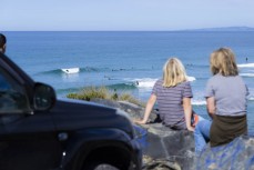A crowded lineup and small spring conditions at Blackhead, Dunedin, New Zealand.Credit: www.boxoflight.com/Derek Morrison