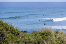 A crowded lineup and small spring conditions at Blackhead, Dunedin, New Zealand.Credit: www.boxoflight.com/Derek Morrison