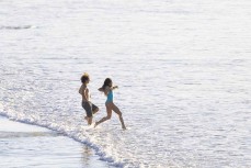 Early morning swimmers at St Clair, Dunedin, New Zealand.