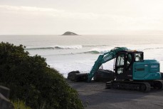 Digger sorting out the carpark at Blackhead, Dunedin, New Zealand.Credit: www.boxoflight.com/Derek Morrison