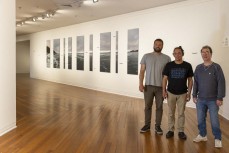 Derek Morrison, Simon Kaan and Murray Eskdale at Paemanu: Tauraka ToiA Landing Place Ngai Tahu art exhibition held at the Dunedin Public Art Gallery, Dunedin, New Zealand.Credit: www.boxoflight.com/Derek Morrison