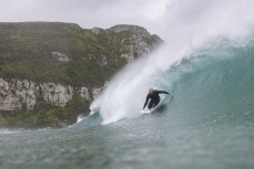 Hayden "Skin" Campbell at a remote beachbreak in the Catlins, New Zealand. Photo: Derek Morrison