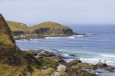 Waves at a remote point break in the Catlins, New Zealand. Photo: Derek Morrison