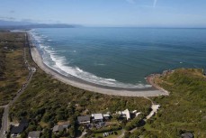 Event HQ during Day 5, Finals Day, at the 2022 New Zealand Surfing Championships held at Nine Mile Beach, Westport, New Zealand.