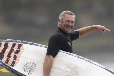 Louie Mckenzie surfing at at Fox River, West Coast, New Zealand.