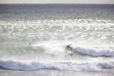 Morning waves at the Billabong Grom Series surfing contest held at Whangamata, Coromandel, New Zealand.