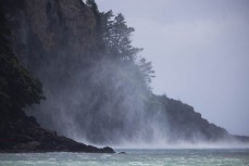 Cyclone Dovi wind swirls at Whangamata, Coromandel, New Zealand.