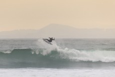 Paul Moretti makes the most of fun waves on the North Coast, Dunedin, New Zealand.