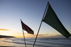 Dawn at the contest venue during the 2022 South Island Surfing Championships held at St Clair, Dunedin, New Zealand. April 15-18, 2022. Photo: Derek Morrison