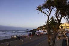 Dawn at the contest venue during the 2022 South Island Surfing Championships held at St Clair, Dunedin, New Zealand. April 15-18, 2022. Photo: Derek Morrison