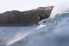 Jimi Crooks on form during a fun evening session in winter at Blackhead, Dunedin, New Zealand.Credit: Derek Morrison