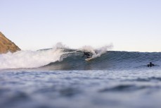 Jimi Crooks making the most of a wave at Blackhead, Dunedin, New Zealand.Credit: Derek Morrison