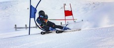 Jesse Mutton bashing gates at Cardrona ski field, Cardrona Valley, New Zealand. Photo: Kenny Mutton