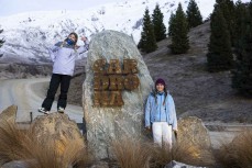 Rewa and Taya at Cardrona ski field, Cardrona Valley, New Zealand.