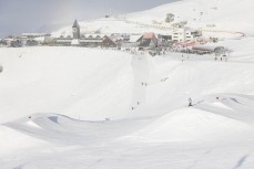 Incredible snow base at Cardrona ski field, Cardrona Valley, New Zealand.
