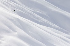 Fresh powder runs at Treble Cone, Central Otago, New Zealand.