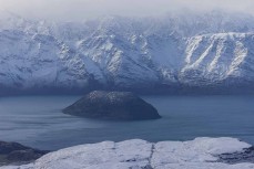 Fresh snow in mountains across Lake Wanaka , Central Otago, New Zealand.