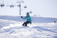 Andrea Searancke making the most of some good snow at Cardrona, Central Otago, New Zealand.