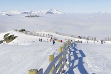Above the clouds at Cardrona ski field, Cardrona Valley, Wanaka, New Zealand.