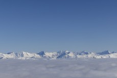 Above the clouds at Cardrona ski field, Cardrona Valley, Wanaka, New Zealand.